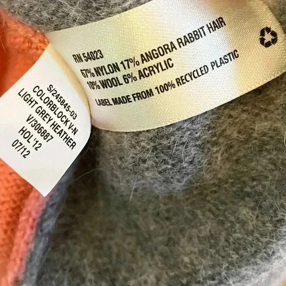 GAP Womens Angora Rabbit Hair Button Up Cardigan Sweater XL Gray Pink SP EXC - Picture 7 of 12